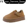 Couro Genuíno Solado Grosso Totalmente Fechado Sapatos Birkenstock Femininos Inverno Com Pelúcia Espessada Quente Slip-on Botas de Neve Sapatos de Algodão Mocassins
