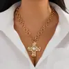 Collar con Colgante de Aleación de Cruz de Personalidad Hip-Hop Transfronterizo Europeo y Americano Cadena para Clavícula Estilo Minimalista Cierre de Mosquetón