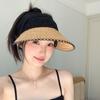 Nuevo Sombrero de Sol de Paja para Playa para Mujer, Transpirable, de Ala Ancha, con Encaje, Hueco, Protección Solar para Verano