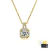 Collar de plata pura S925 con moissanita de doble escalera para mujer, lujo ligero, colgante moderno y elegante, adecuado para fiestas y uso diario