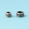 Anillo de Cierre de Plata S925 Mate con Pluma Espaciador Pulsera Estrella y Luna Bodhi Pluma Retro Espaciador Cuentas Espaciadoras Accesorios
