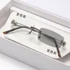 Gafas para Presbicia sin Montura de Borde Cortado con Lentes Fotocromáticas, Anti-Luz Azul, Ultraligeras, Montura Dorada, Alta Calidad, Aspecto Moderno