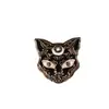 Broche Creativo Negro Cabeza de Gato Carta de Póker Aleación Insignia de Goteo de Aceite Punk Europeo y Americano Ramillete Accesorios para Ropa Exterior Bolsas