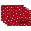 Nuevo mantel individual de lino estampado para el Día de San Valentín Amazon transfronterizo amor festivo restaurante occidental aislamiento térmico antiadherente mantel de mesa