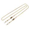 Metal Cobre Banhado a Ouro Real Corrente para Óculos Máscara Cordão Cordão para Fone de Ouvido Cordão para Óculos-Pérola de Cristal Longo