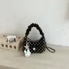 Bolso de encaje de lunares dulce para mujer, nuevo y moderno de moda para el verano de 2026, bolso de mano plisado, bolso nube con correa cruzada de cadena