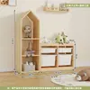 Armário Multifuncional de Madeira Maciça para Armazenamento de Brinquedos Infantis Armário de Armazenamento em Camadas de Chão Prateleira Quadro Negro Pequeno Rack de Armazenamento de Brinquedos