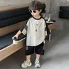 Conjunto de Verão para Meninos 2026 Novo Estilo Coreano Conjunto de Duas Peças Fresco de Manga Curta para Meninos, Roupas Casuais de Verão para Bebês Meninos