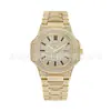 Venta Directa de Fábrica en Shenzhen Venta al por Mayor Negocios Reloj para Hombre Completo Diamante Plata Oro Cuadrado y Redondo Esfera Reloj para Hombre