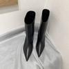 Botas de Pussy con Punta Estilo Coreano Estilo Francés para Mujer 2024 Otoño e Invierno Nuevas Botas de Tacón Bajo Tacón Fino Boca Ancha Vintage