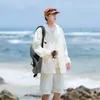 Ropa Deportiva Casual de Verano de Moda para Exteriores con Protección Solar Uf50 Ligera para Parejas de Color Sólido con Capucha Versátil