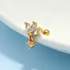 Aretes Perforados de Acero de Titanio Verticales para Agujeros de Oreja Aretes de Hélice de Acero Inoxidable con Circonita Joyería para Piercings Aretes de Flor para Labio con Rosca Externa
