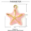 Brincos Pingente Estrela do Mar Árvore de Coco Óleo Pingando Férias Aço Titânio DIY Brincos Pingente Feminino Concha Aço Inoxidável Colar Acessórios de Joias