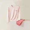 Conjunto de ropa interior térmica de cuello alto para niñas adolescentes estudiantes algodón puro ropa de otoño pantalones de otoño ropa térmica de algodón para niñas pijamas infantiles