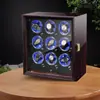 Marca Alemana de Alta Calidad Madera Automático Reloj Agitador Mecánico Reloj Giratorio Colocador Caja de Almacenamiento Oscilante Nueve Epitopos