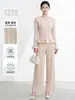 Conjunto de dos piezas Miyake más vendido: cárdigan elegante y moderno con volantes, top de manga larga y pantalones de pierna recta