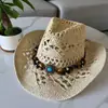 Sombrero de Paja de Concha Estilo Bohemio Verano Playa Estilo Étnico Sombrero Hueco Parasol Protector Solar Sombrero Vaquero Occidental