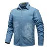 Camisa de Mezclilla Retro Estilo Japonés de Manga Larga para Hombre Primavera y Otoño Casual Juvenil Artística Holgada Versátil Moda Chaqueta
