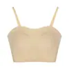 Camisola fina de chica hot con deseo puro, ajuste ceñido, con copas en el pecho, diseño de espalda cruzada, oculta los pechos laterales, prenda interior lisa de color sólido sin costuras, estilo corto para mujeres en verano