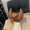 Bolsa Pequena com Textura Vintage e Design de Nicho para Mulheres 2026 Nova Tendência Versátil Estilo Ins Bolsa de Ombro de Mão Bolsa de Ombro com Corrente