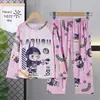 Pijama Feminino do Sudeste Asiático Transfronteiriço Primavera e Outono Novo Manga Longa Fino Desenho Animado Roupas de Casa para Meninos conjunto