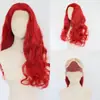 Estilo quente transfronteiriço peruca vermelha fibra sintética lace frontal cabelo longo cacheado peruca da moda touca de peruca fábrica estoque