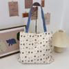 4431 Lindo bolso de lona de doble capa con estampado de cachorro, nuevo bolso de hombro portátil informal de gran capacidad para verano