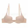 Ropa interior sexy en forma de U profunda para mujer, vestido, vestido de novia, hermoso sujetador de espalda, una pieza sin costuras, realce, halter grueso