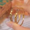 Pendientes 2024 Nuevo estilo alta calidad oro 14K únicos exagerados pendientes círculo grande estilo metálico caqui elegante mismo estilo adelgazante