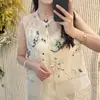 Nova Jaqueta Colete Pesada Bordada com Lantejoulas Estilo Chinês para Mulheres, Primavera 2026 Vintage Estilo Nacional Colete sem Mangas