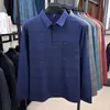 Camisa Polo para Hombre de Primavera y Otoño 2025 Camiseta de Manga Larga para Hombre Casual de Negocios Bolsillo Real Rayas Top de Papá