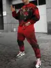 2025 Nova Roupa de Treino Masculina com Gola Redonda e Calça Terno Estampa 3D Moda Casual Tendência Simples Fábrica de Origem