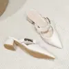 Pantuflas de Punta Cerrada para Mujer Hui Liya Modelo Nuevo 2024 Tacón Alto Uso Exterior Tacón Medio Tacón Grueso Zapatos Mula G5330-6