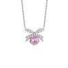 Collar de lazo de plata esterlina S925 para mujer, rosa, niña, corazón, nicho de lujo ligero, dulce cadena para clavícula, collar de alta gama