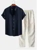 Camisa de Manga Curta com Gola e Calça Longa de Listras Respiráveis Casuais da Moda, Estilo Casual Simples, Impressão 3D, Tendência Europeia e Americana, Nova para o Verão