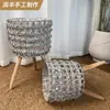 Cesta de Flores de Palha de Rattan Criativa Mais Vendida Transfronteiriça Suporte de Flores Alto de Madeira de Chão Decorativo para Sala de Estar Vaso de Flores Verde