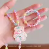 Conjunto de Colar e Pulseira Infantil para Meninas, Pingente de Desenho Animado, Fio de Contas Coloridas, Estilo Princesa, Acessórios de Joias para Bebês Meninas