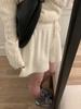 Pantalones Cortos de Punto Holgados de Pierna Ancha de Cintura Alta para Mujer para Otoño e Invierno con Cintura Elástica Silueta en A Pantalones Casuales de Cinco Puntos con Pantalones de Bota