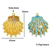 Colgante de Cola de Pez de Acero Inoxidable Chapado en Oro de 18K Serie Marina Aceite Goteando Concha Incrustada Perla Colgante Accesorios para Joyería DIY