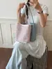 Bolsa Cesta de Couro Macio Tecida Vazada Estilo Ins Casual Transfronteiriça Versátil para o Dia a Dia Bolsa Saco de Ombro/Axila