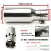 Tubo de escape de acero inoxidable negro brillante para coche 54-76-200 mm con hebilla, silenciador de tubo de escape de capa única con borde plano enrollado