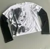 Camiseta de Manga Larga Estampada de Moda Tendencia Cómic Blanco y Negro 2026