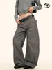 Jeans Yongfang Retro Americano de Cimitarra para Hombre y Mujer, Holgados Desestructurados de Retazos, Corte Tridimensional, Pantalones Casuales de Pierna Ancha hasta el Suelo