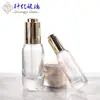 Botella Esencial de Vidrio Transparente de Fondo Grueso 15ml 30ml Botella Gotero con Presión Producto Original para Cuidado de la Piel Botella Dispensadora de Líquido