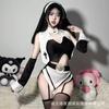 Lencería Sexy Cosplay Sexy Halloween Uniforme de Monja Cosplay Traje de Juego Falda Recortada Traje