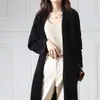 Estilo Super Largo 100% Lana Otoño/Invierno Nuevo Cárdigan Tejido Suéter Abrigo Estilo Perezoso Holgado para Mujer Versátil Largo