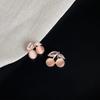 Brincos Pequenos Frescos de Pedra Olho de Gato para Mulheres Estilo Coreano Doce Temperamento Brincos de Flor Mini Compactos Brincos de Alto Nível Atacado
