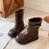 Botas de cano médio da moda para meninas mais velhas, coleção outono 2026, botas individuais, botas de couro estilo princesa, botas de menina, botas infantis BMW