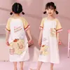 Pijama de verão para crianças do Sudeste Asiático, pijama de manga curta estilo coreano, vestido de casa fofo de desenho animado de princesa para menina, atacado