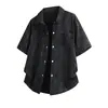 Camisa Masculina de Verão Manga Curta 2026 Gradiente Moda Temperamento Versátil Estilo Item Quente Respirável Manga Curta Estilo Férias na Praia